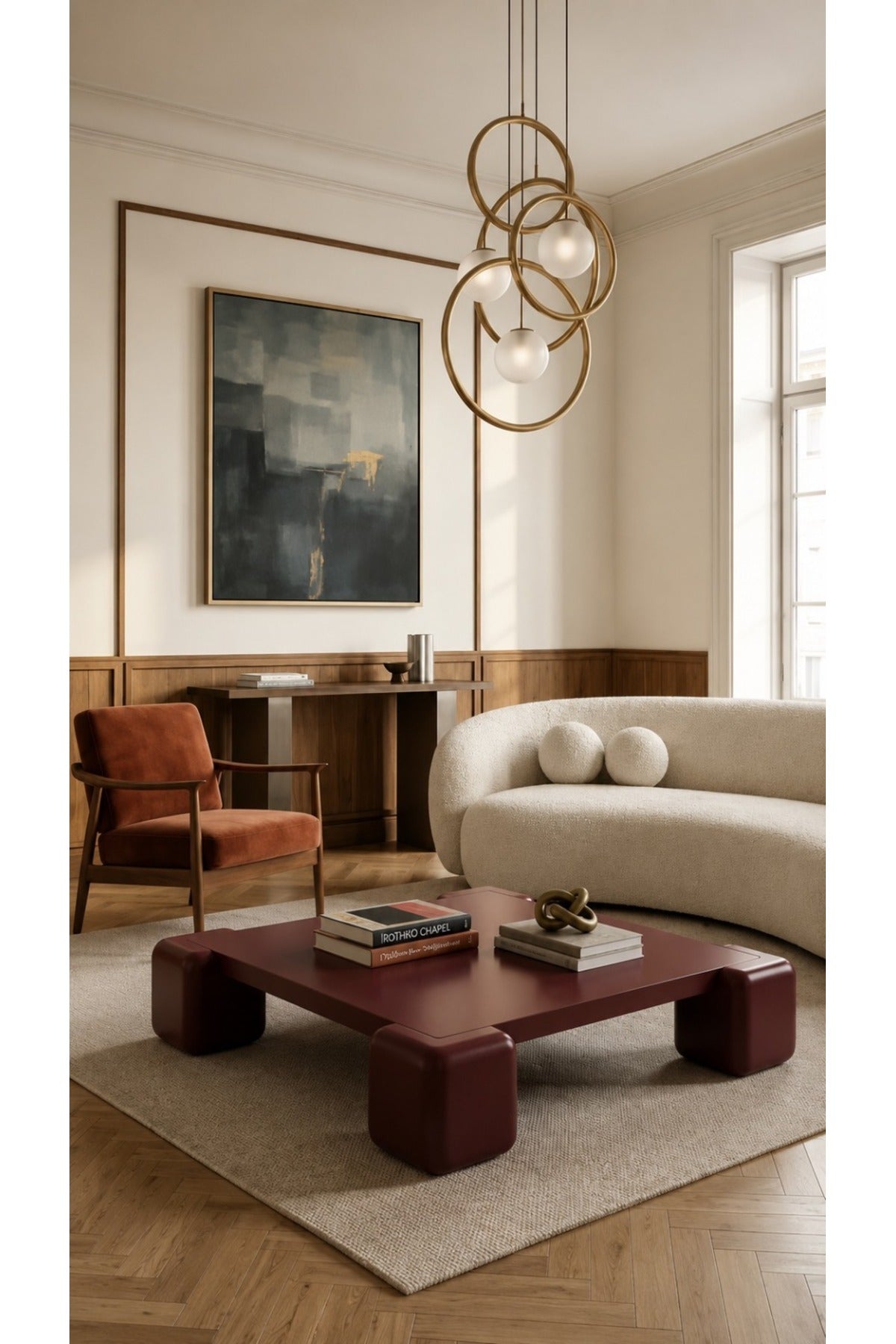 Cubé Orta Sehpa Bordo, 90x90 kare orta sehpa – görsel 4