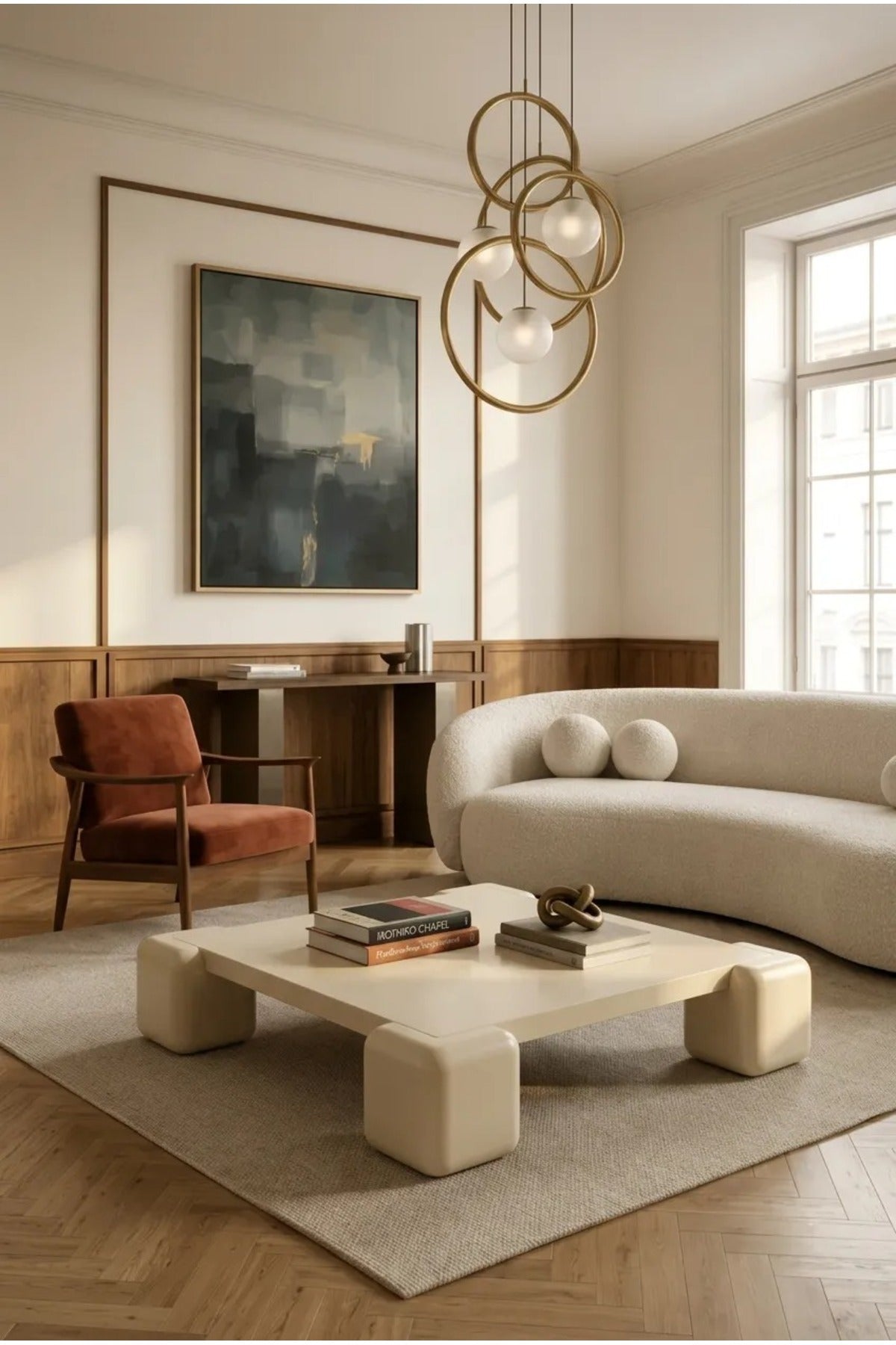 Cubé Orta Sehpa Krem, 90x90 kare orta sehpa – görsel 2